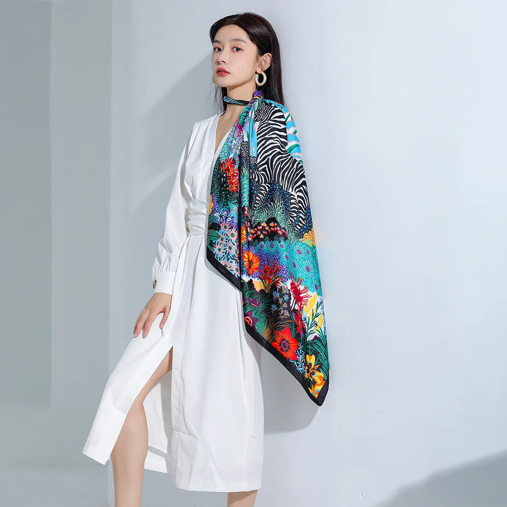 Silk-Feel Square Office Scarf