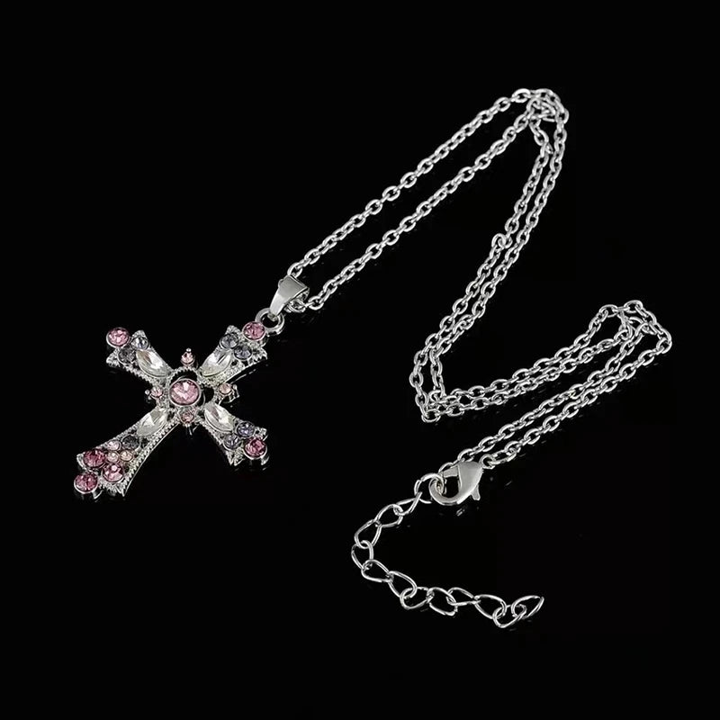 Gothic Crystal Cross Necklace