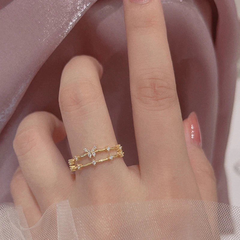 Double Butterfly Zircon Ring