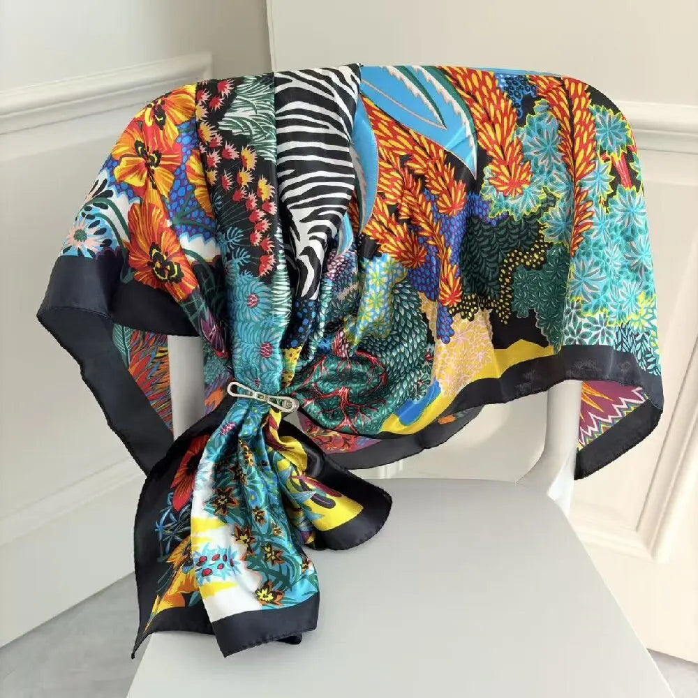 Silk-Feel Square Office Scarf