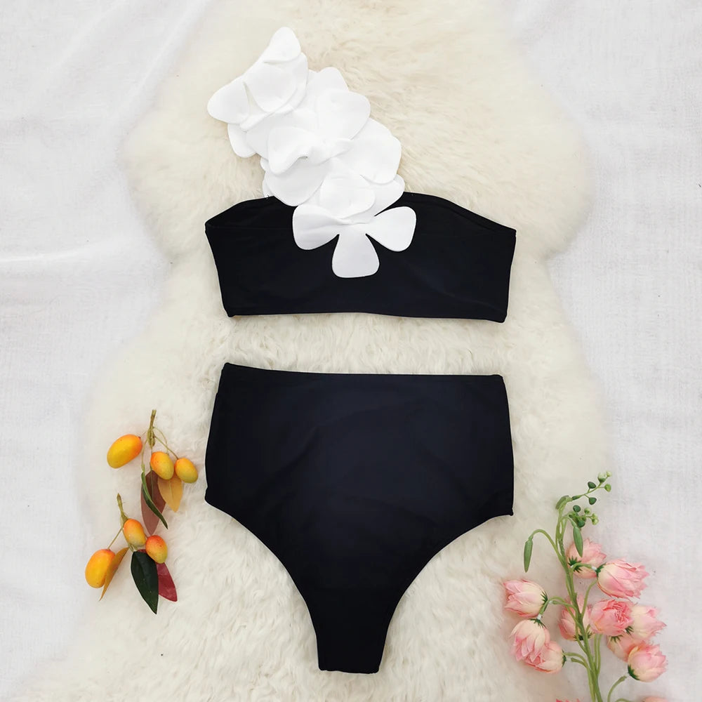 Sexy Flower Bandeau Bikini Women Brazilian Bikini Set  Biquini Swimsuit Summer Bathing Suit Swimwear  Beach Wear