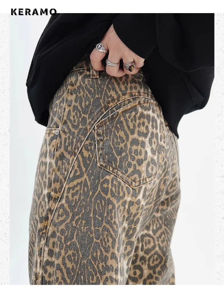 Leopard Wide Leg Jeans