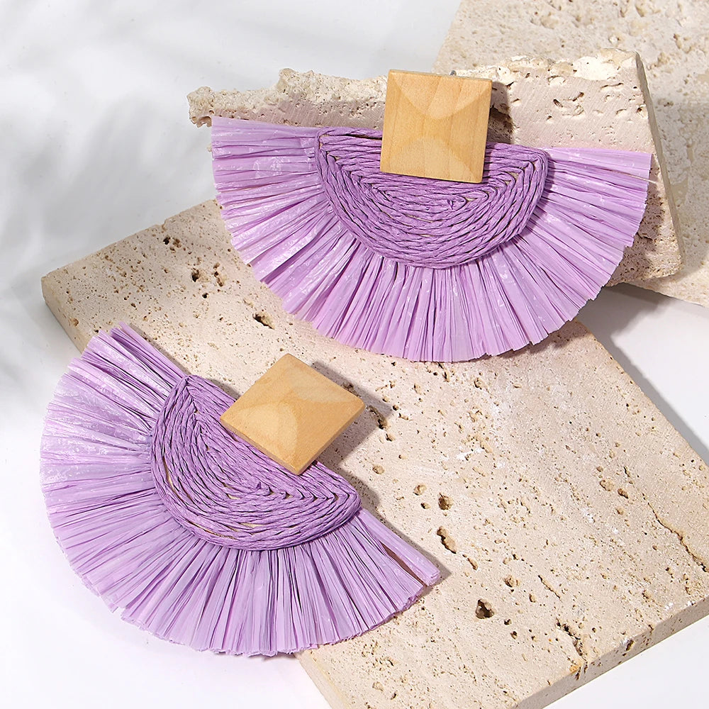 Raffia Fan Drop Earrings