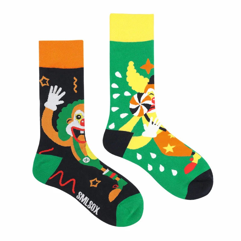 1Pair Man Women Socks Original AB Tide Socks Medium High Tube Colorful Socks Flowers Fruits Candy Cake Cotton Socks Unisex Socks