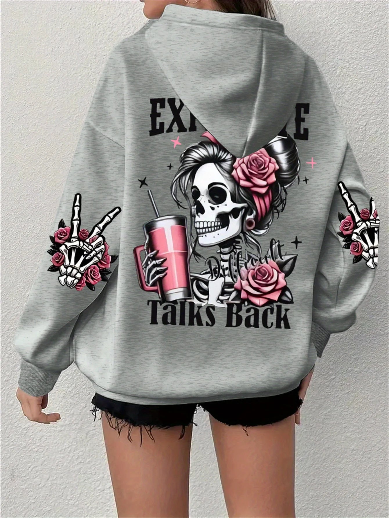 Fleece Graphic Loose Hoodie