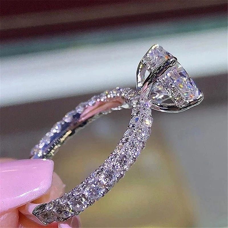 Silver Zircon Engagement Ring