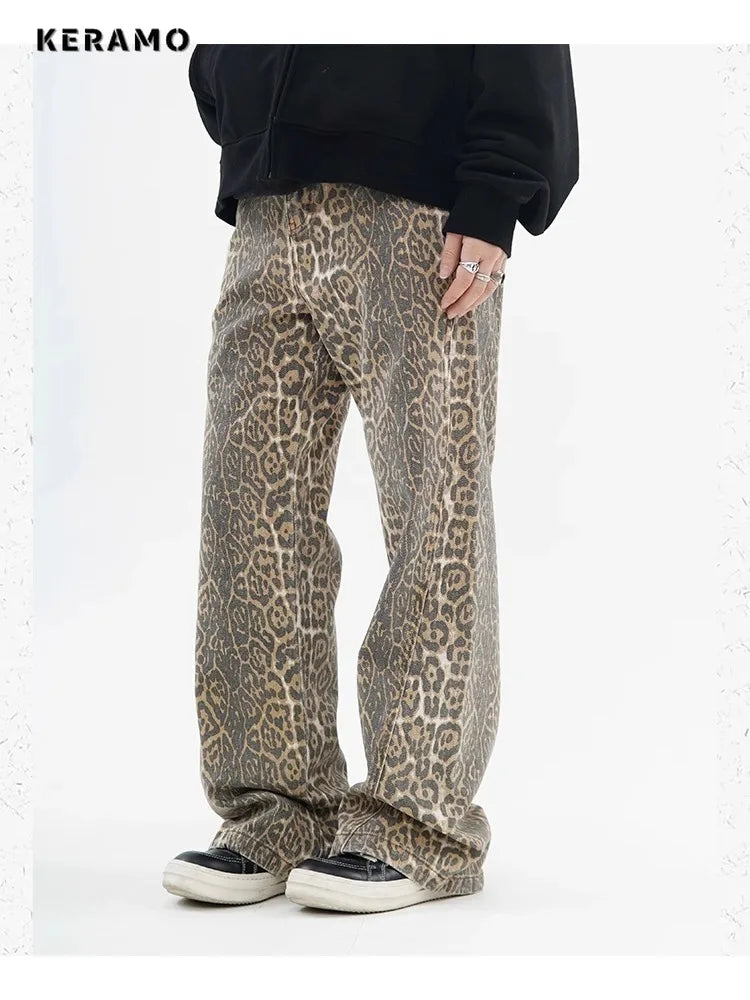 Leopard Wide Leg Jeans