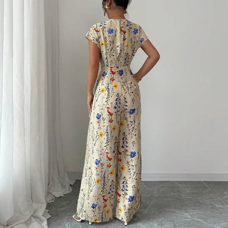 Floral Short Sleeve Jumpsuit