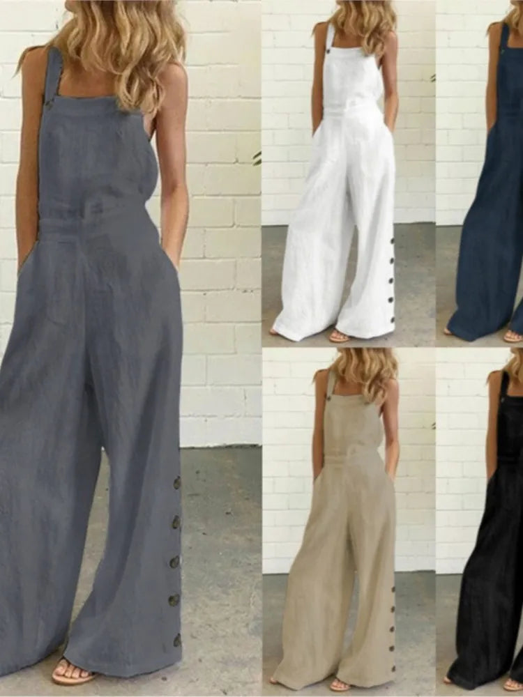 Pocket Suspender Wide Jumpsuit