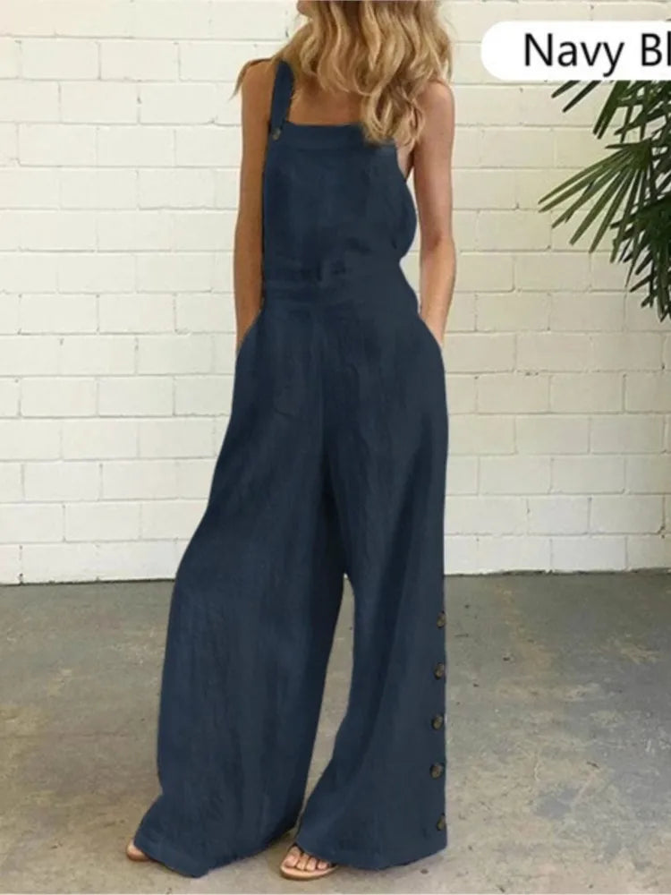 Pocket Suspender Wide Jumpsuit