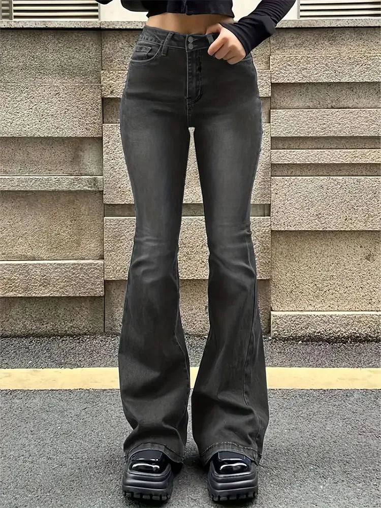 Gray Flare Stretch Jeans