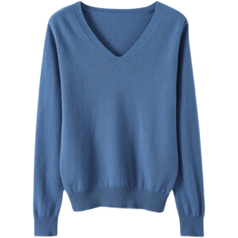 V-Neck Solid Knit Sweater