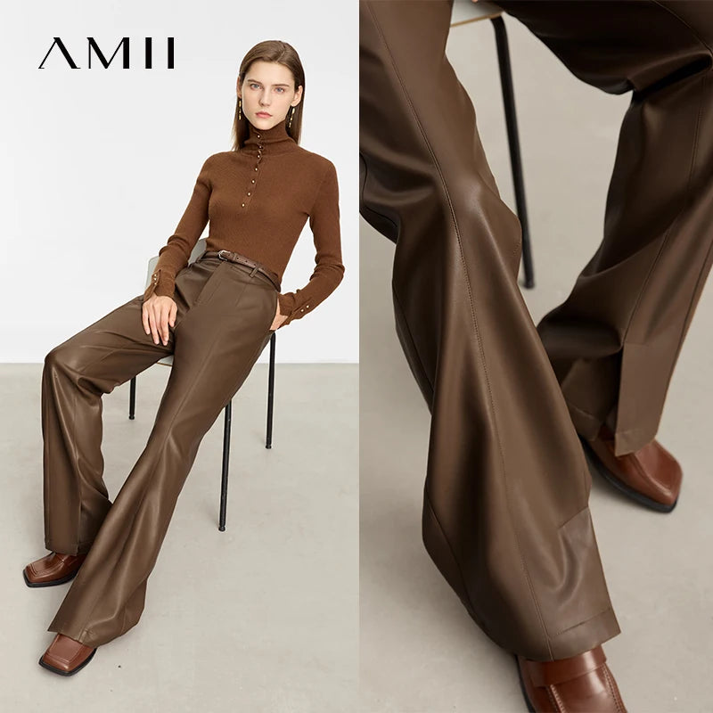 Minimalist PU Leather Pants