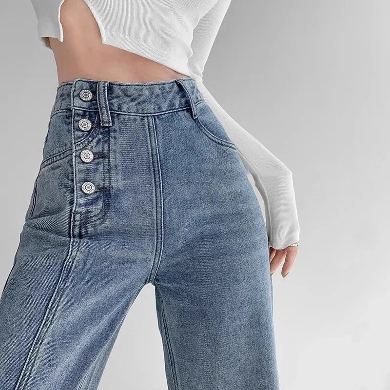 Draped Wide Leg Jeans