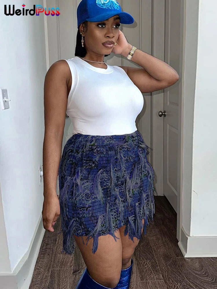 Tassel Knit Mini Skirt