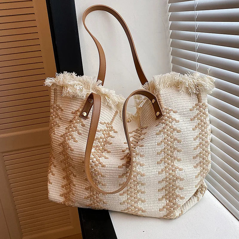 Large Striped Beach Tote