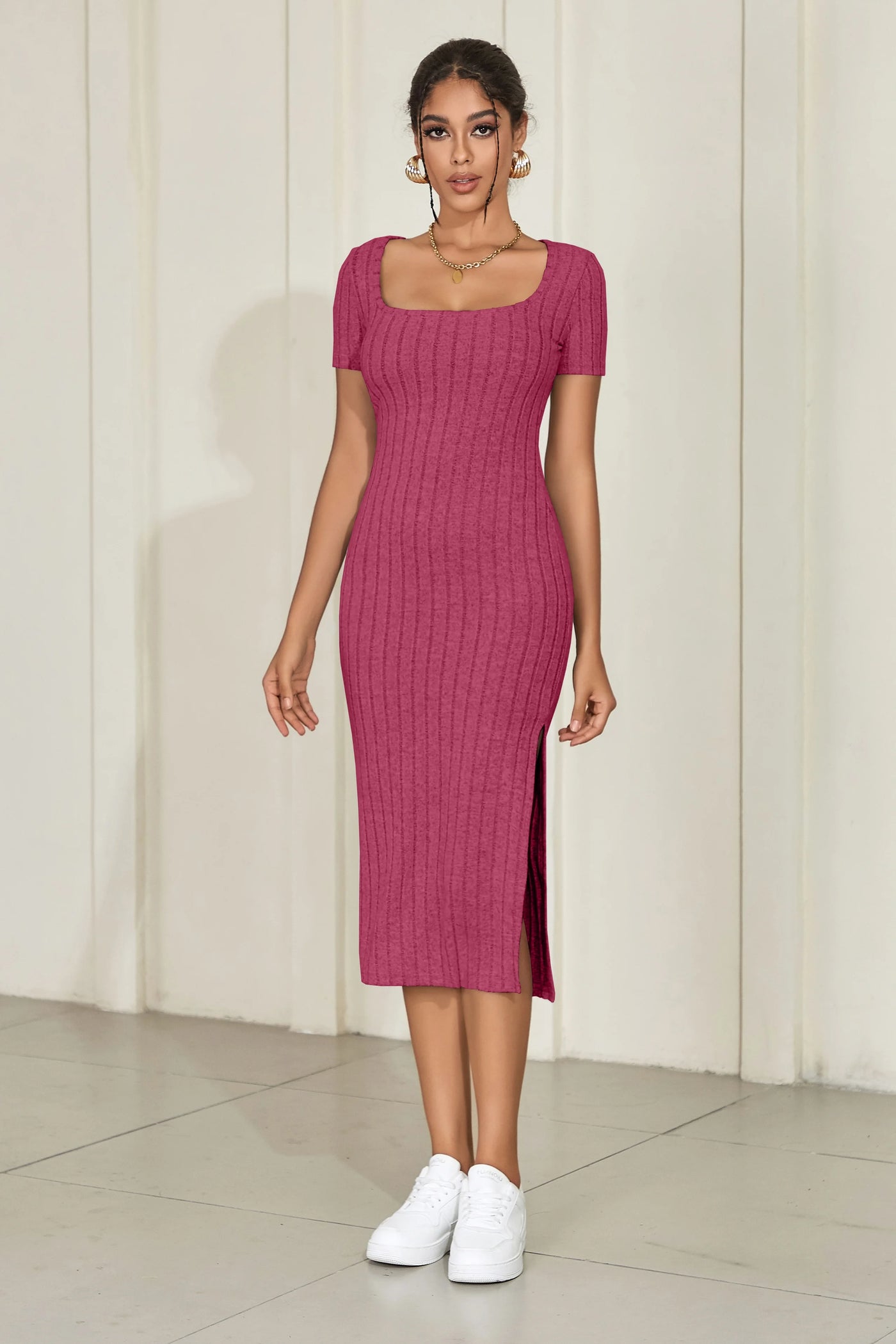 Square Neck Knit Dress