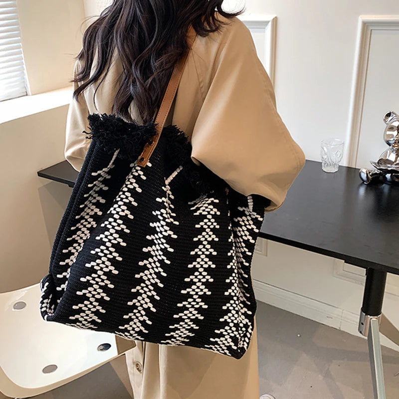 Large Striped Beach Tote