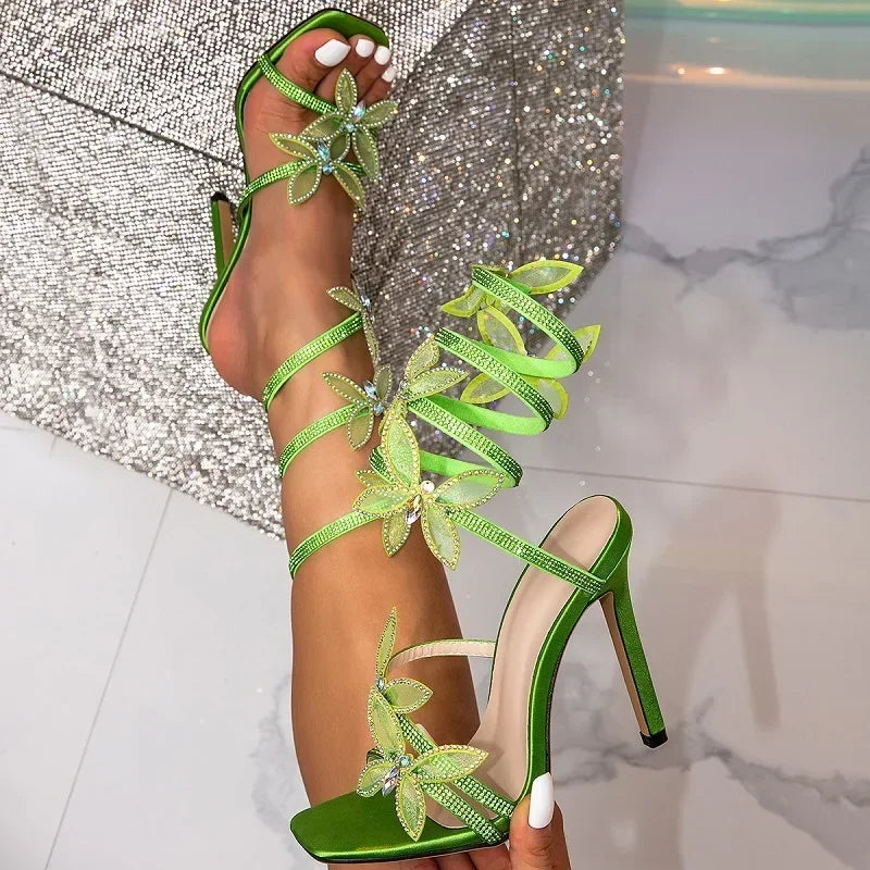 Crystal Butterfly Stiletto Sandals