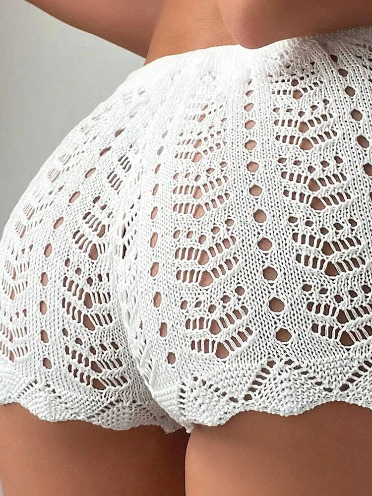 Open-Waist Drawstring Knit Shorts