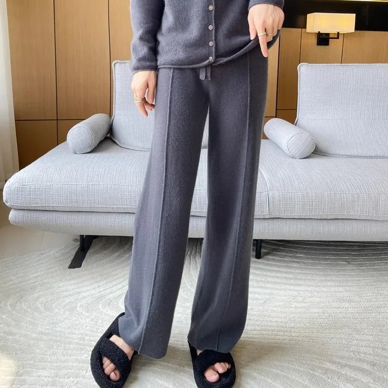 Knitted Wide Leg Pants