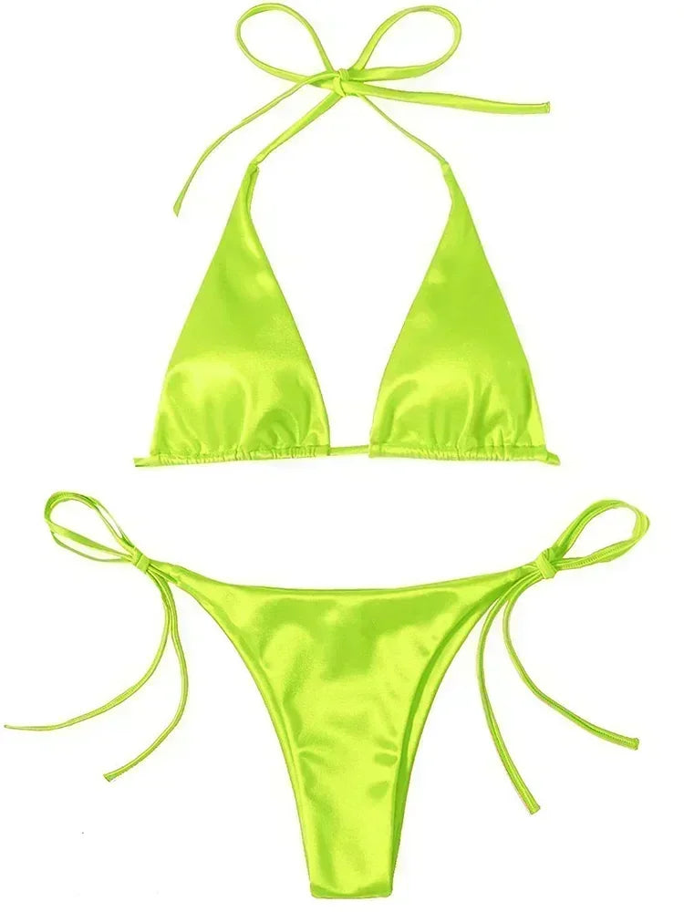 Metallic Halter Bikini Set