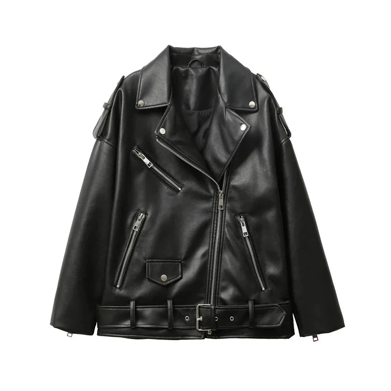 Black Motorcycle PU Jacket