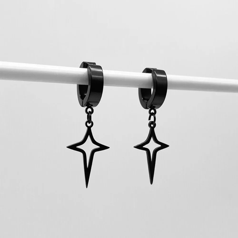 Black Star Clip Earrings