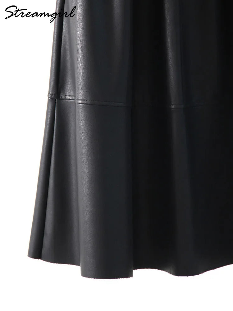 Leather A-Line Pocket Skirt