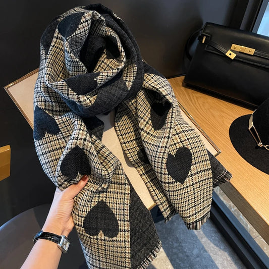 Heart Plaid Winter Scarf