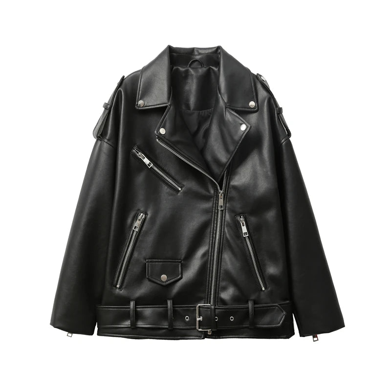 Black Motorcycle PU Jacket