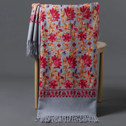 Embroidered Cashmere-Feel Shawl