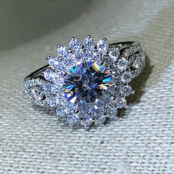 Silver Zircon Engagement Ring