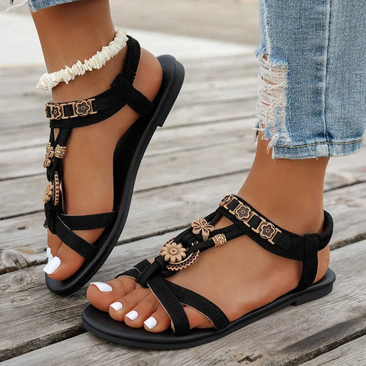 Beaded Bohemian Flat Sandals