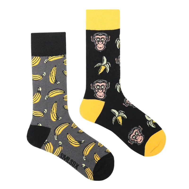 1Pair Man Women Socks Original AB Tide Socks Medium High Tube Colorful Socks Flowers Fruits Candy Cake Cotton Socks Unisex Socks