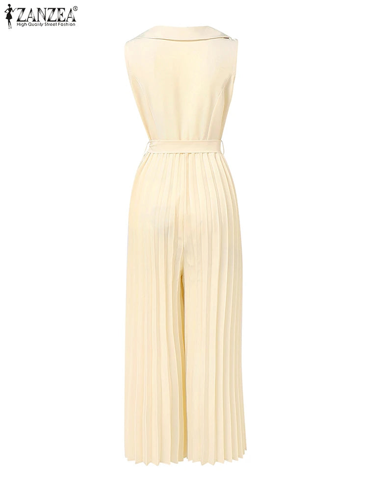 Pleated Wide Leg Jumpsuit