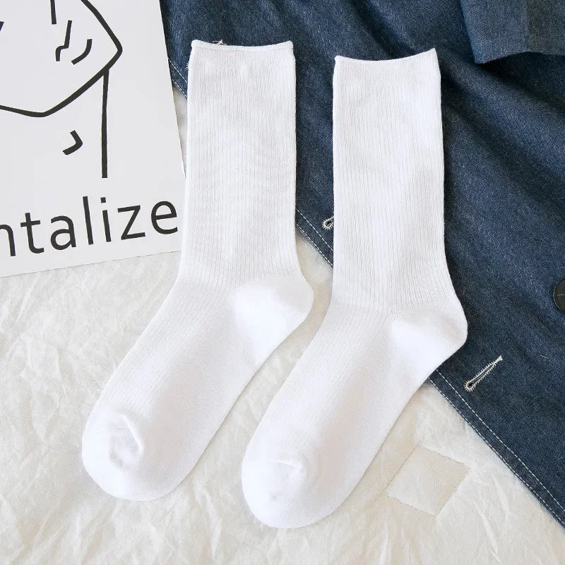 New Women Socks Fashion Solid Color Crew Socks For Women Preppy Style Breathable Neon Color Long Korean White Socks Girl Casual