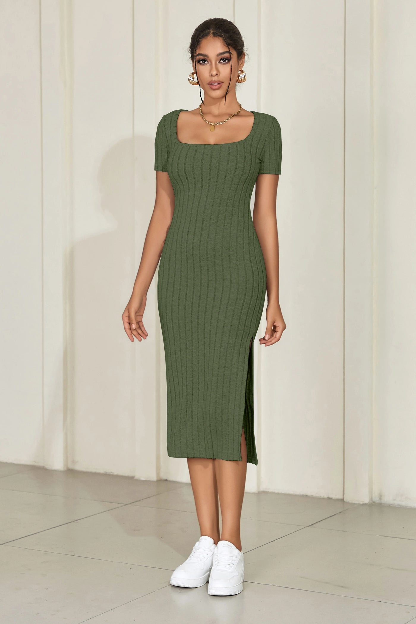 Square Neck Knit Dress