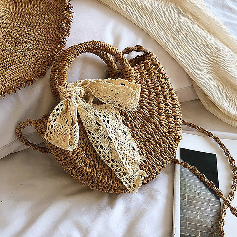Rattan Half-Round Straw Bag