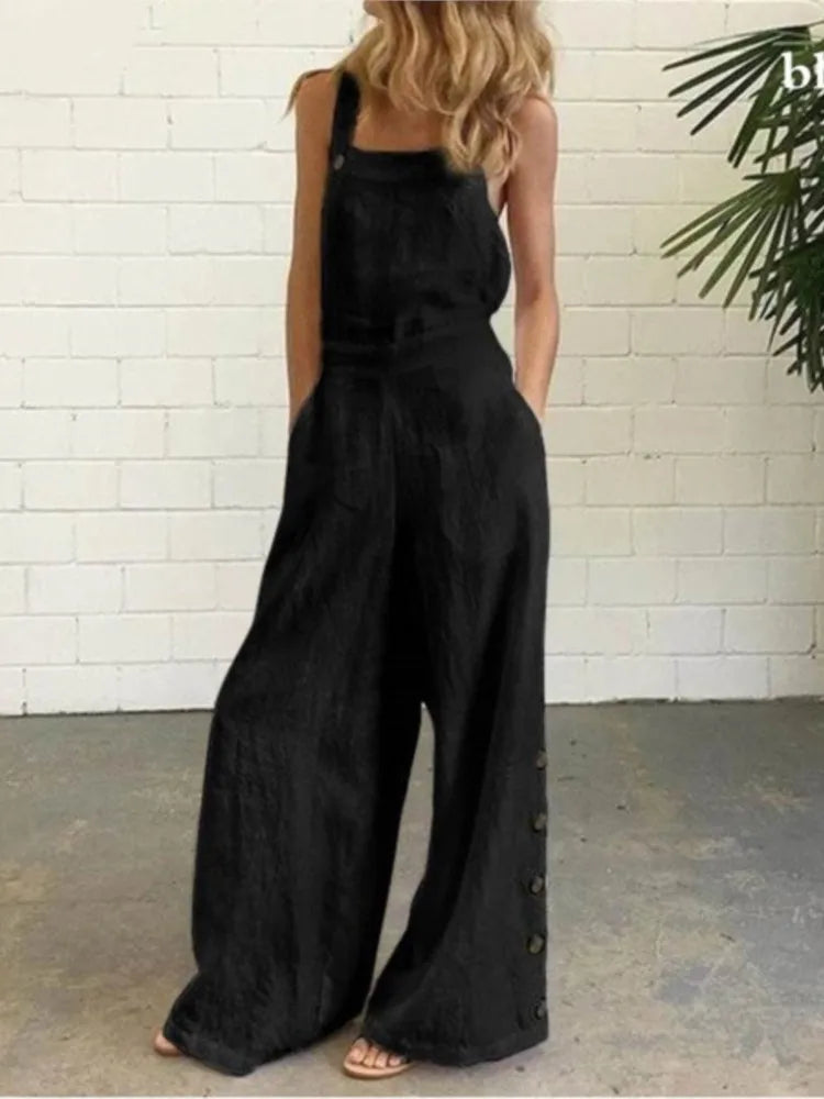 Pocket Suspender Wide Jumpsuit