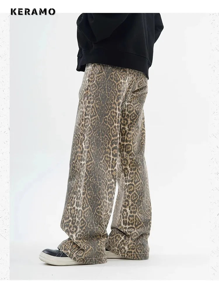 Leopard Wide Leg Jeans