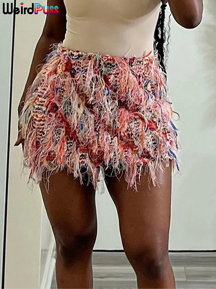 Tassel Knit Mini Skirt