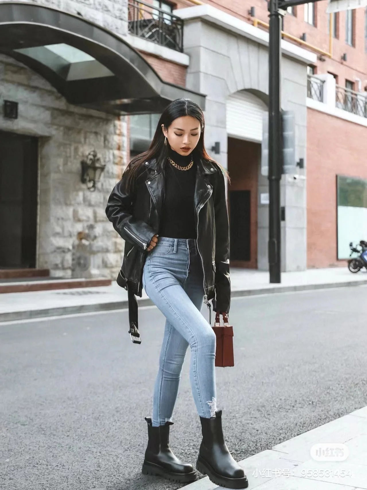 Black Motorcycle PU Jacket