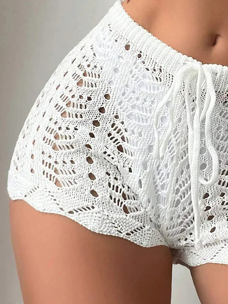 Open-Waist Drawstring Knit Shorts