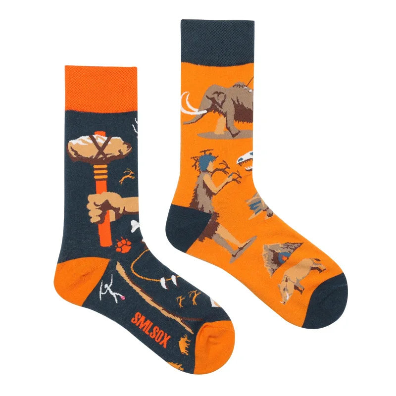 1Pair Man Women Socks Original AB Tide Socks Medium High Tube Colorful Socks Flowers Fruits Candy Cake Cotton Socks Unisex Socks