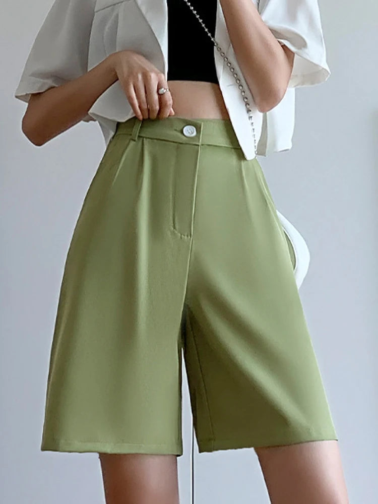Wide-Leg Office Shorts