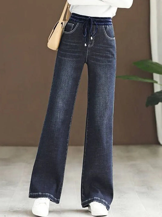 Elastic Baggy Denim Jeans