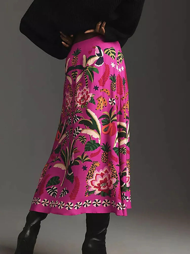 Floral Zip A-Line Skirt
