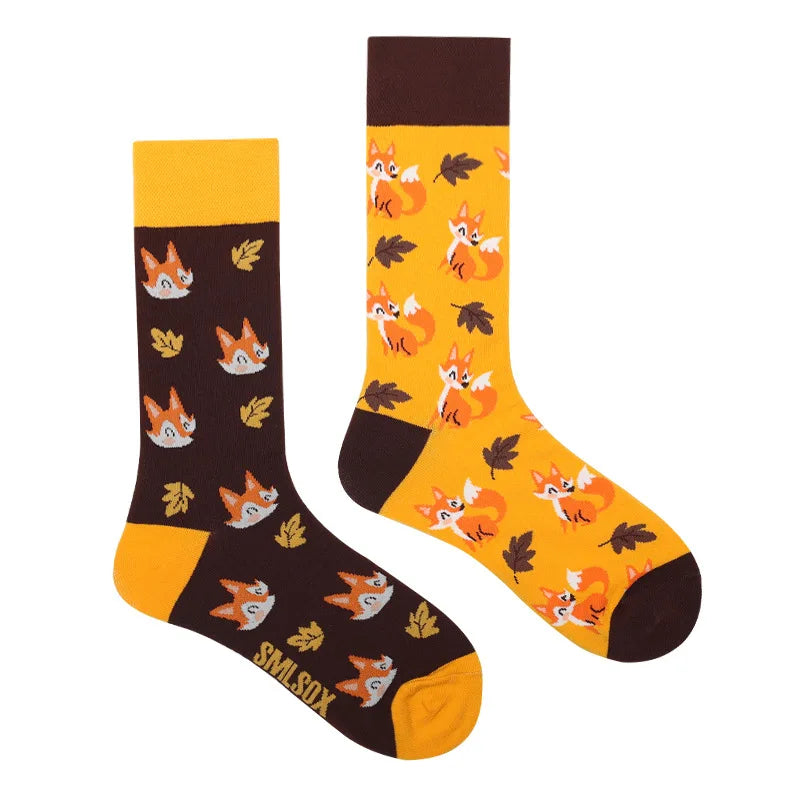 1Pair Man Women Socks Original AB Tide Socks Medium High Tube Colorful Socks Flowers Fruits Candy Cake Cotton Socks Unisex Socks