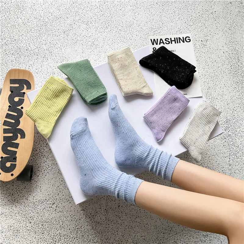 New Socks For Women Long Spring Breathable Casual Colorful Socks Female Japanese Fashion Girls Pile Socks Comfort Soft